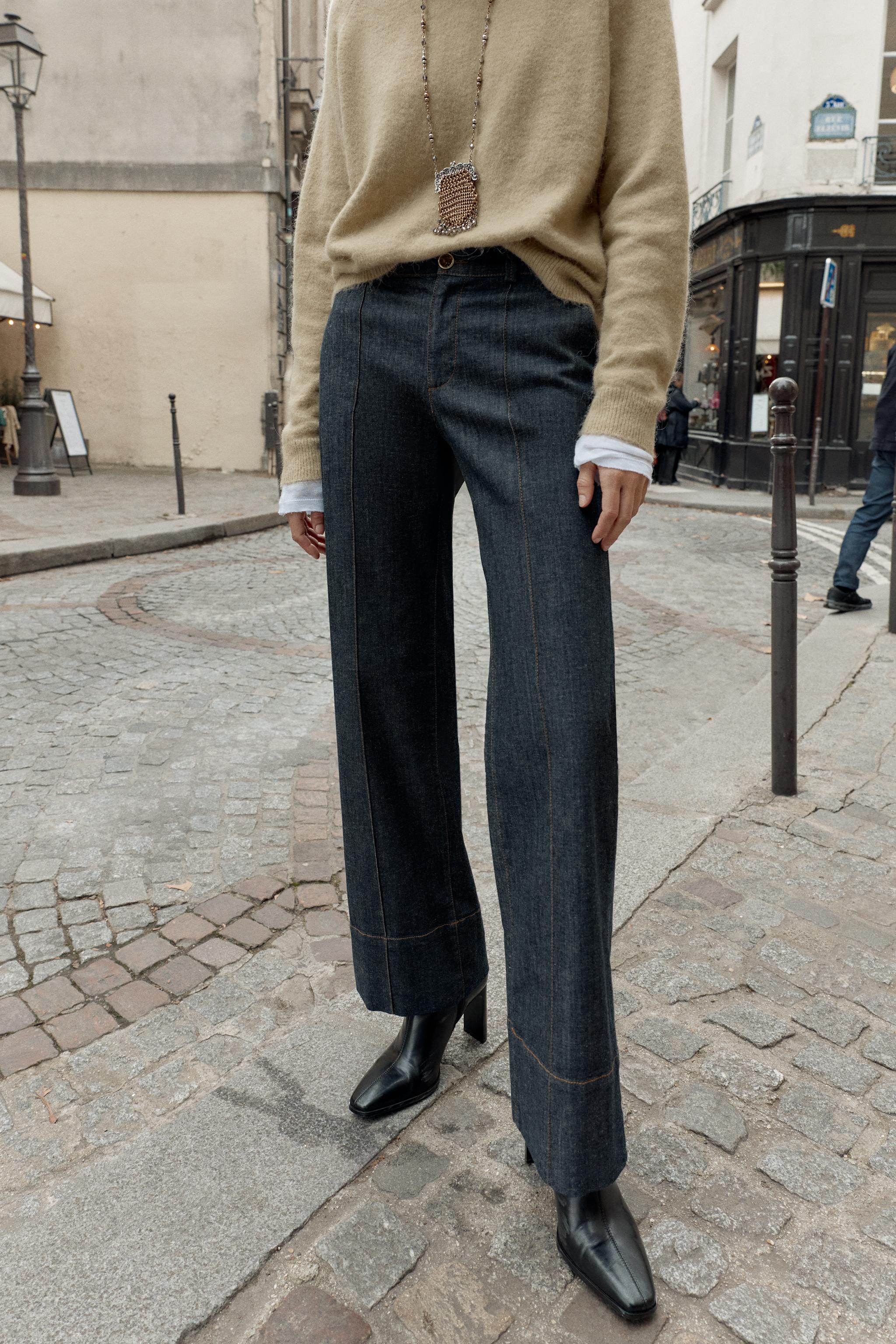 希少✨未使用級♢ZARA シルバーコーティング フレア デニム ウエスト42 希少✨未使用級♢ZARA シルバーコーティング フレア デニム ウエスト42