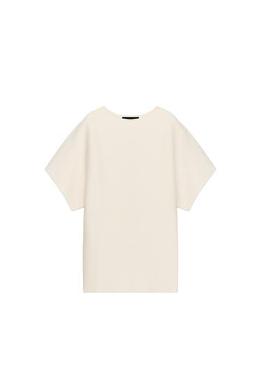 Zaras STICKAD TRÖJA MED VIDA ÄRMAR - Naturfärg