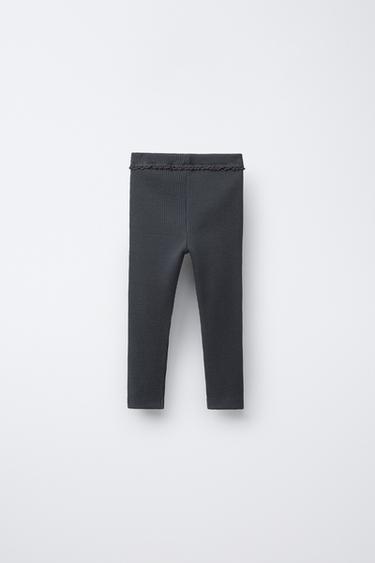 LEGGING WAFFLE DENTELLE - Anthracite foncé de Zara - Image 1