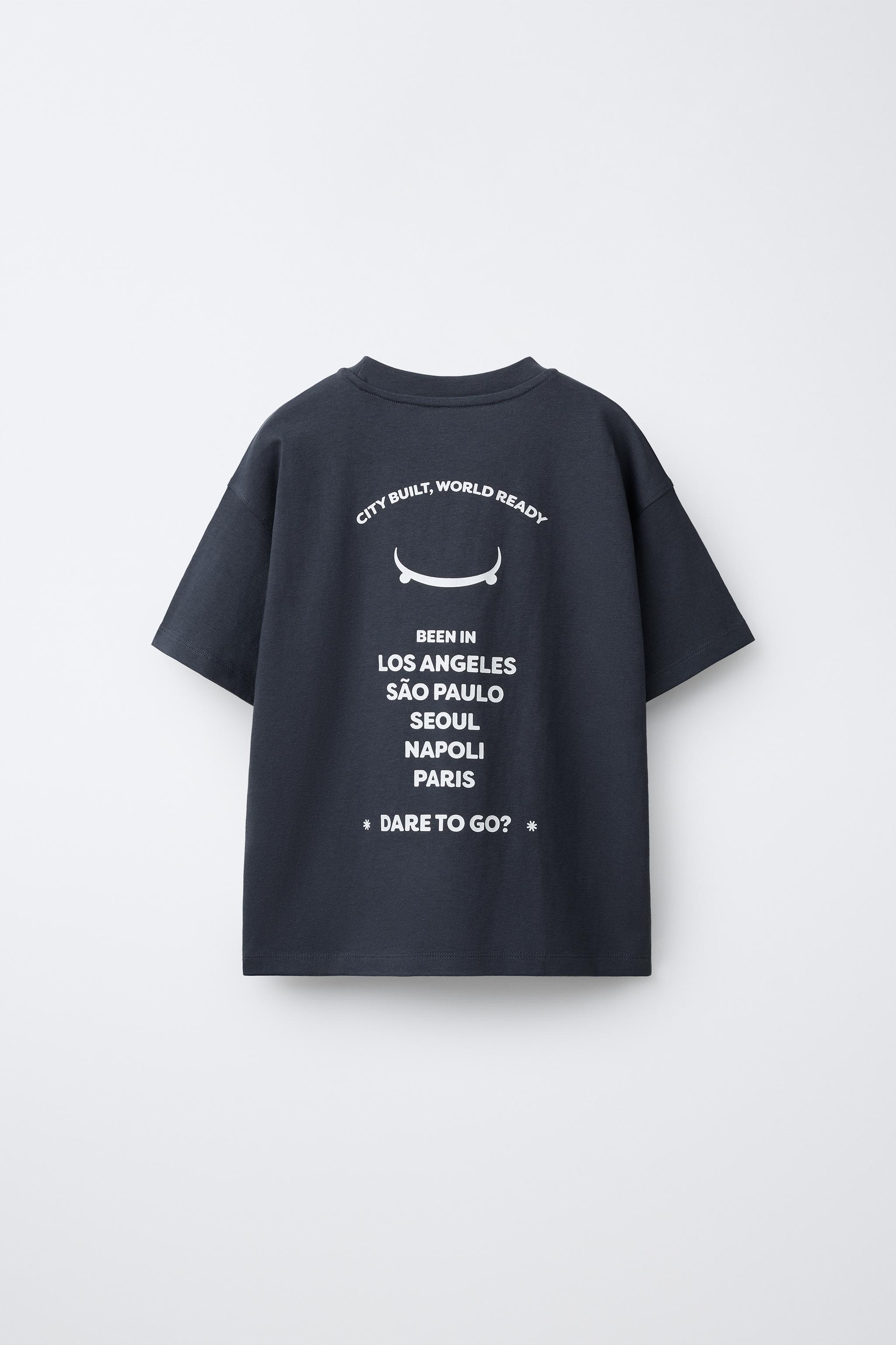 LOGO PRINT T-SHIRT - Gray / Blue | ZARA United States