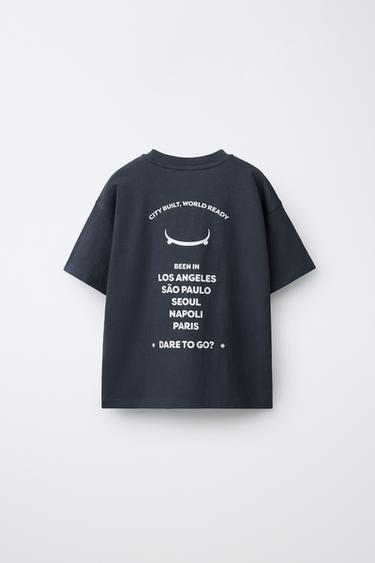 LOGO PRINT T-SHIRT - Grey / Blue by Zara - Image 1