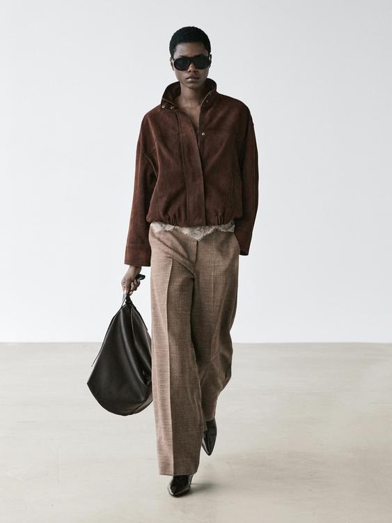 Wide-leg voluminous wool blend trousers from Zara - $130