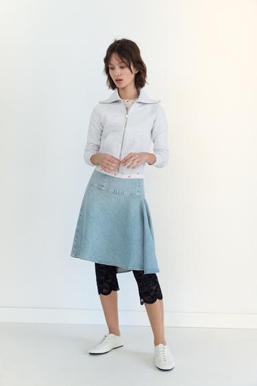 FALDA MIDI DENIM TRF - Azul claro de Zara - Imagen 0