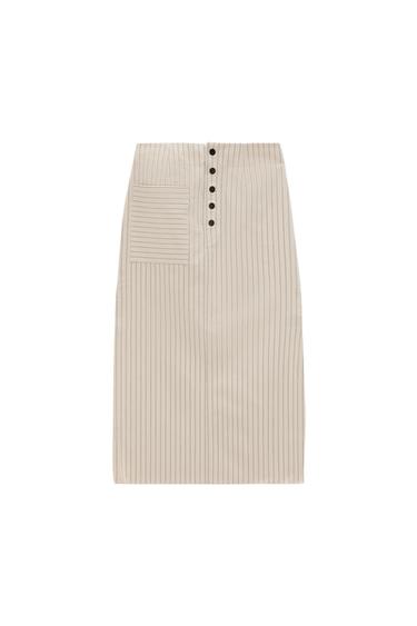 STRIPED MIDI SKIRT
