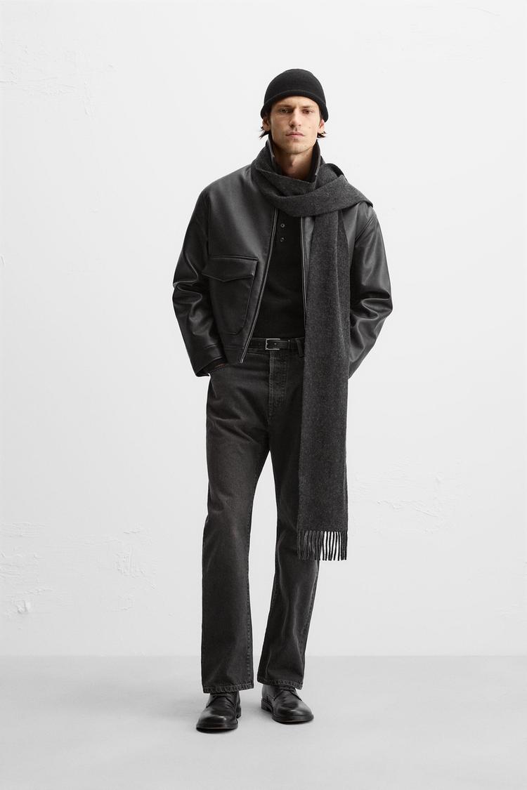 ポケット付きフェイクレザージャケット - ブラック | ZARA Japan / 日本