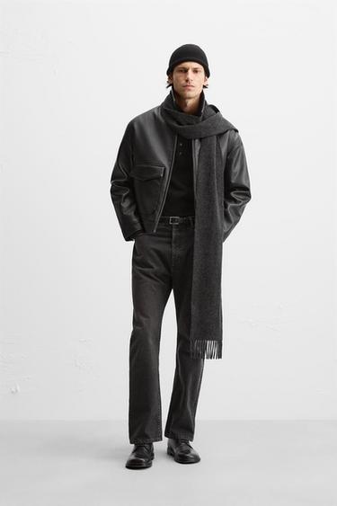 LEATHER EFFECT JACKET WITH POCKETS - Black by Zara