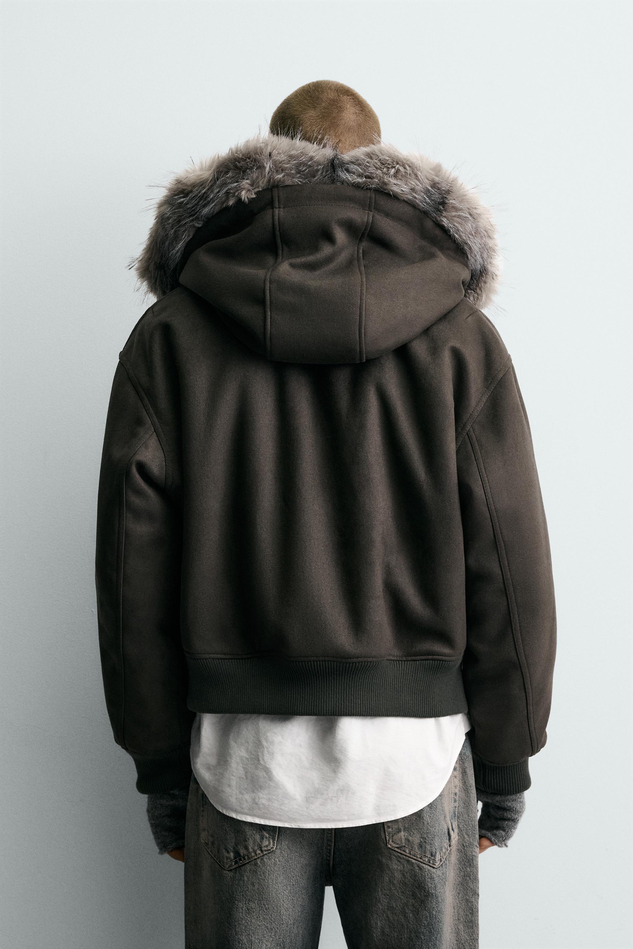 フェイクスエード キルティングジャケット - ダークカーキ | ZARA