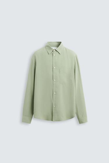Zara FLUID POCKET SHIRT - Sea green