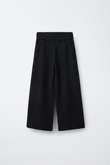 ТРИКОТАЖНЫЕ БРЮКИ WIDE LEG — ЧЕРНЫЙ от Zara — изображение 0