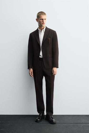 BLAZER TRAJE CON LANA - Marrón de Zara