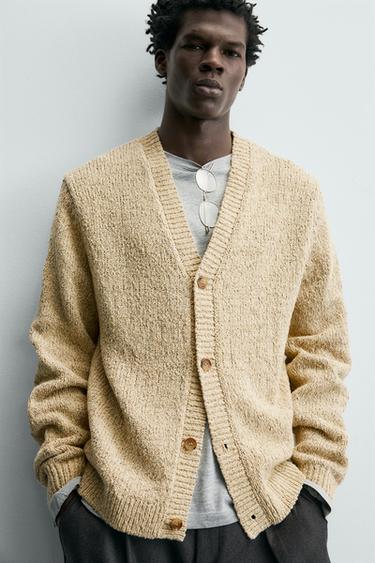 TEXTURED TWISTED YARN CARDIGAN - Light yellow by Zara - Image 4