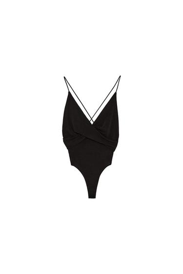 BODYSUIT WITH CROSSOVER NECKLINE
