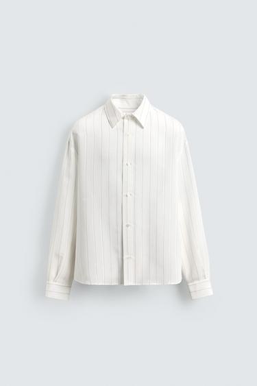 CHEMISE FLUIDE À RAYURES - Blanc de Zara