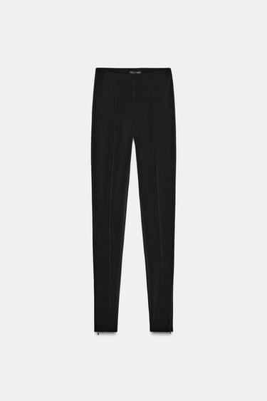 CREPE LEGGINGS WITH ZIPS - Black by Zara - Image 3