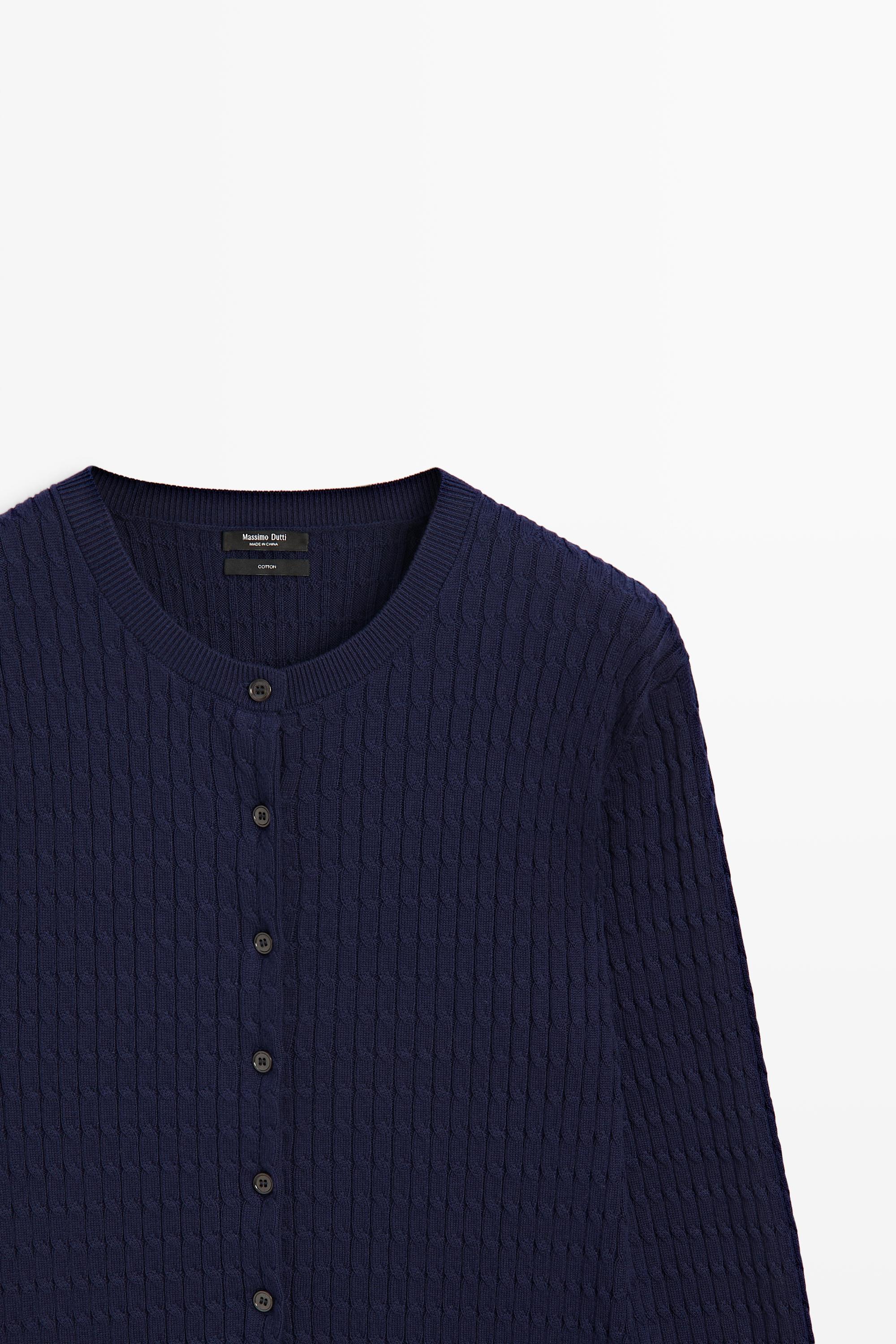 100% cotton braided knit cardigan