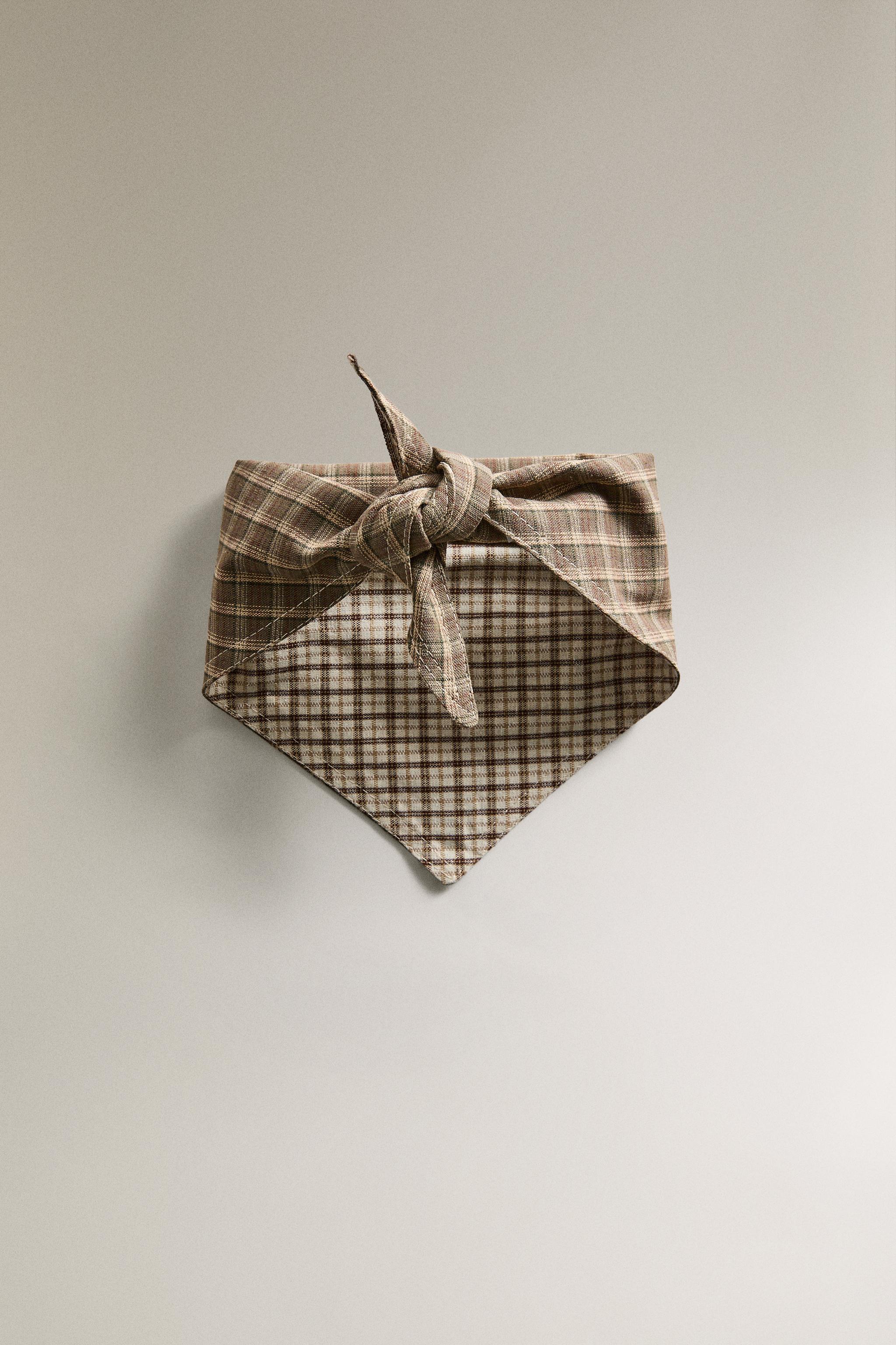 CHECK COTTON LINEN PET BANDANA