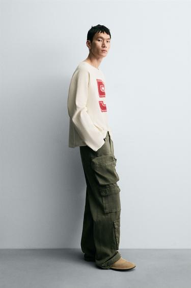 PRINTED CHECK T-SHIRT - Oyster-white by Zara - Image 3