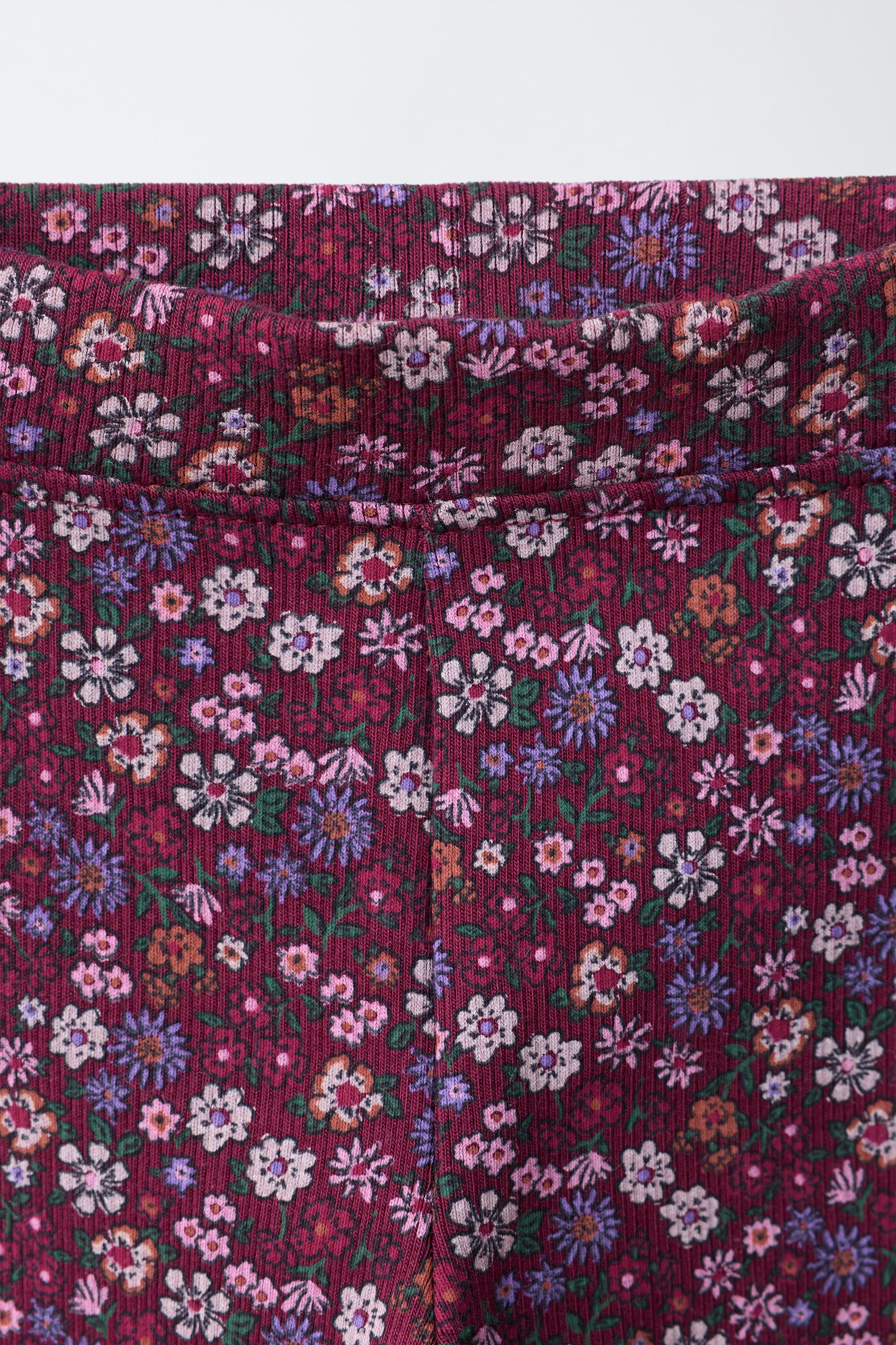 RIB KNIT FLORAL LEGGINGS