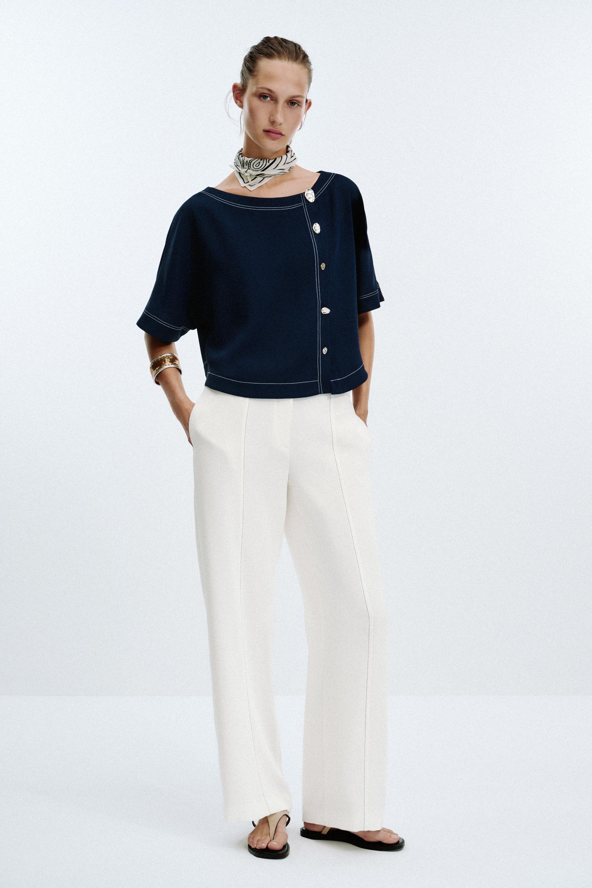 ZARA ホワイト スリーブレスジャケット&ワイドパンツセットアップ セットアップ – レディース | ZARA 日本