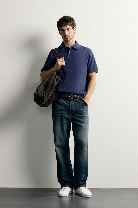 POLO REGULAR FIT ESTRUCTURA - Azul tinta de Zara - Imagen 0
