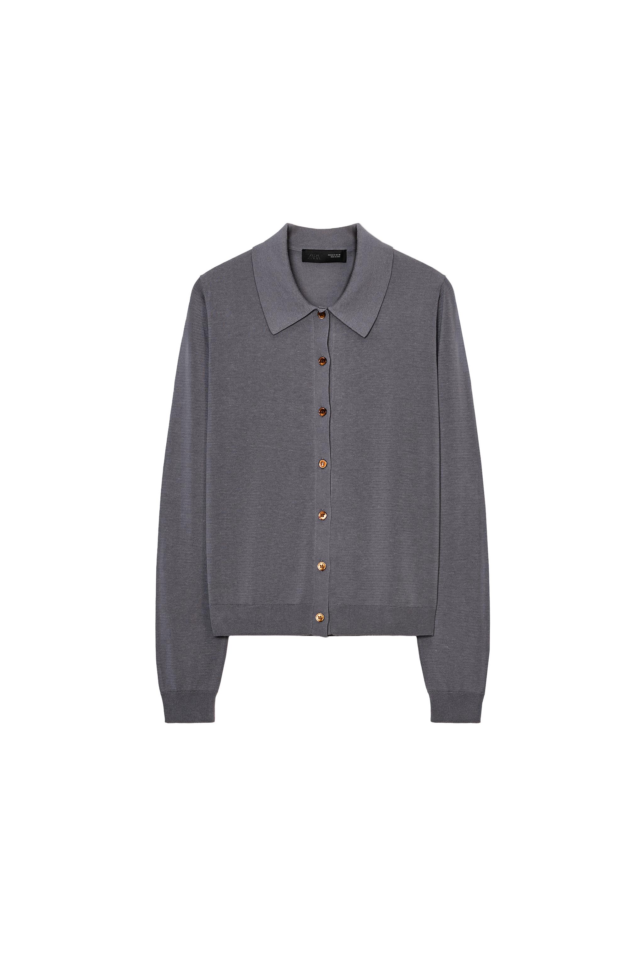 LAPEL COLLAR CARDIGAN - Blue grey | ZARA South Africa