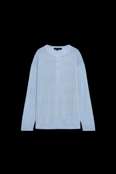 OVERSIZED PLAIN KNIT SWEATER - Light blue by Zara - Image 0