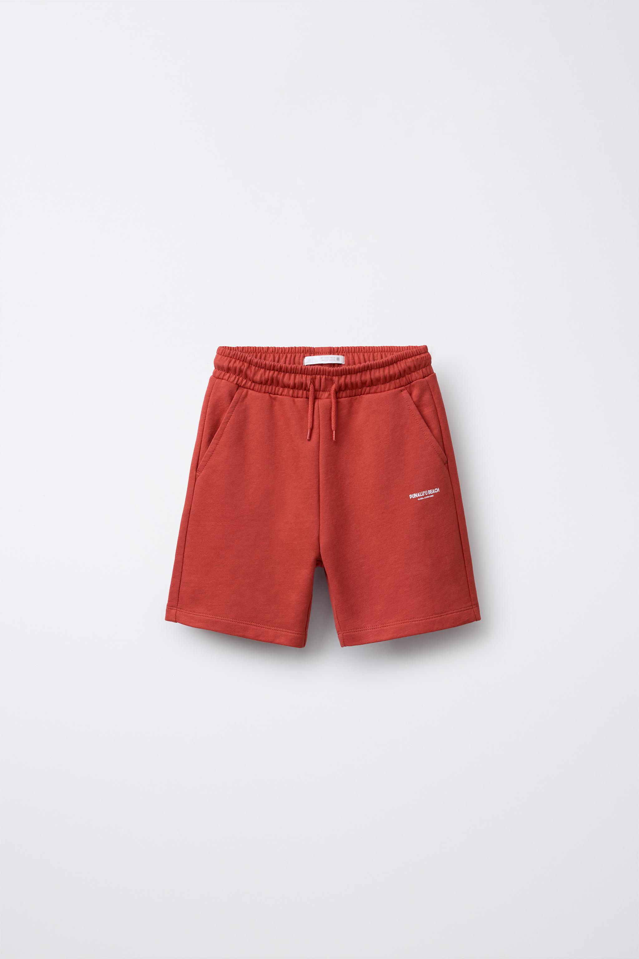 T-SHIRT AND BERMUDA SHORTS SET WITH TEXT - Red | ZARA United