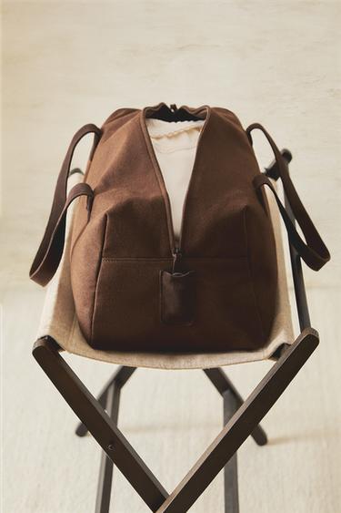CANVAS WEEKENDER BAG - Brown by Zara