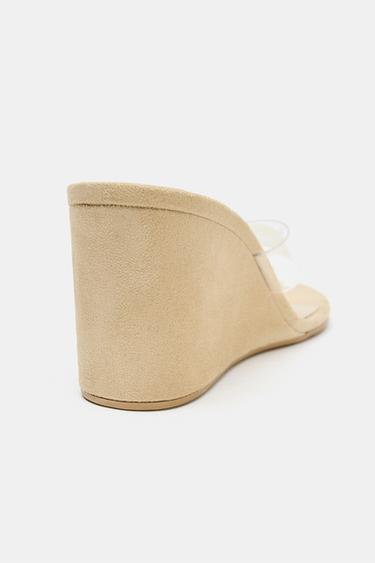 VINYL STRAP WEDGE SANDALS - Light beige by Zara - Image 5