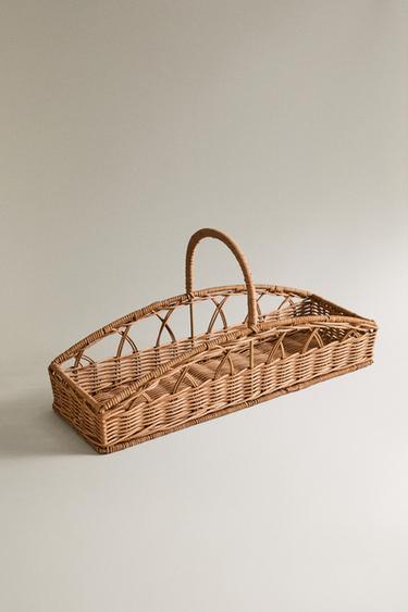 CESTA RATTAN CON MANICO - Beige chiaro di Zara - Immagine 0