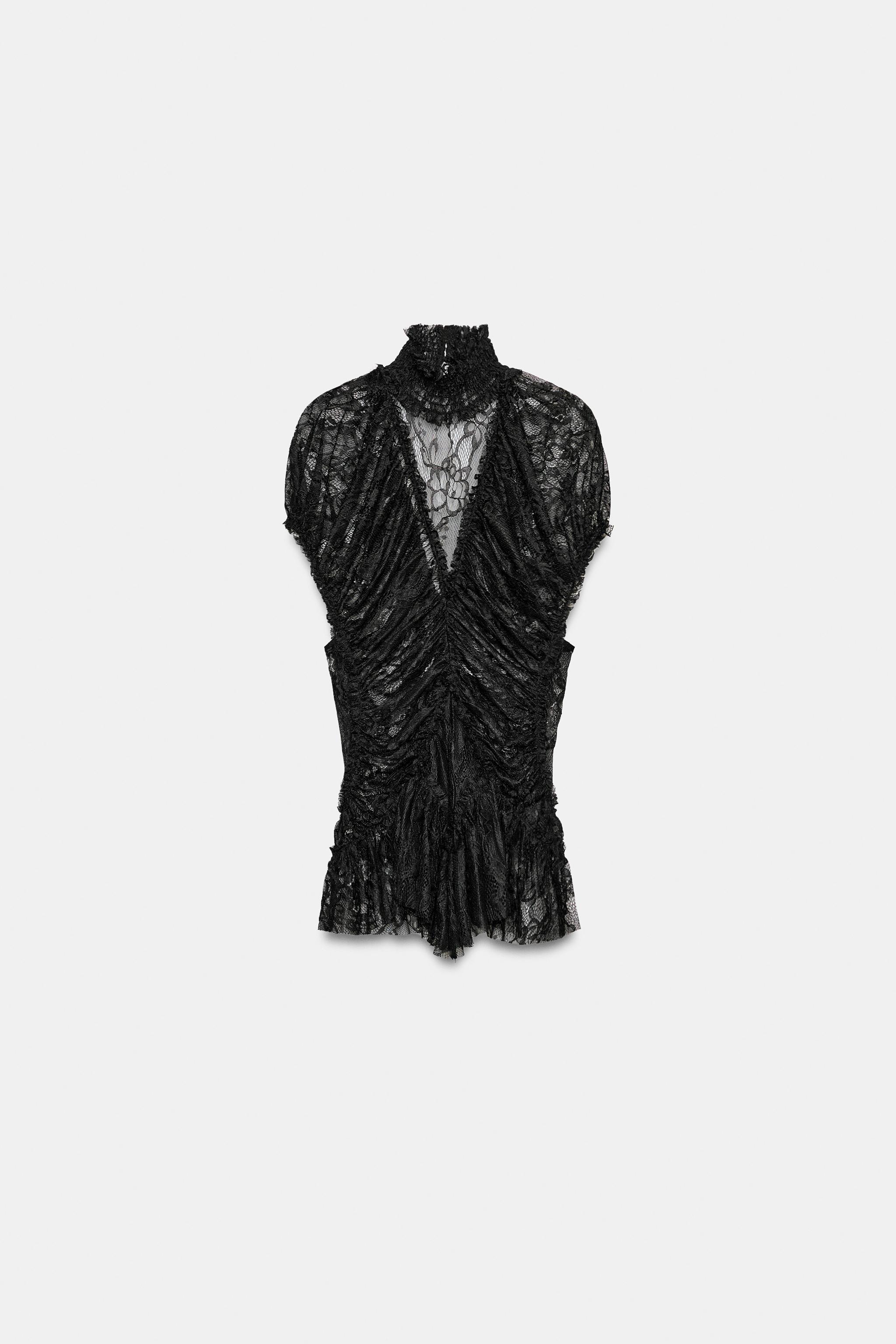 DRAPED LACE TOP