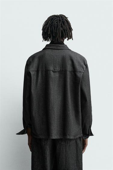 CHEMISE EN DENIM LAVÉ - Noir de Zara - Image 2