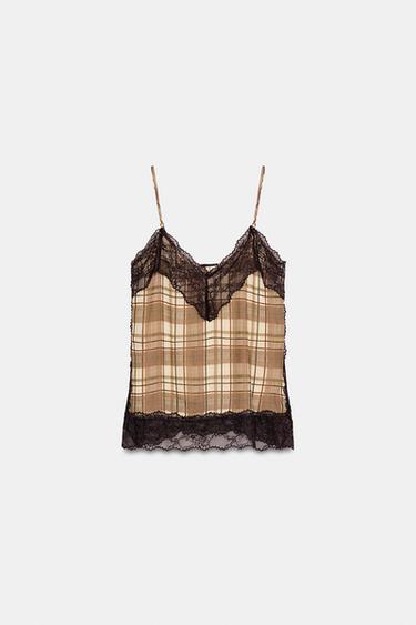 Zara 格紋蕾絲邊上衣 - 多色