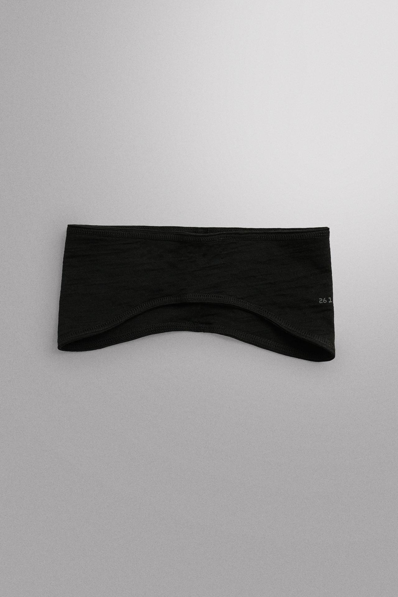 WOOL BLEND ELASTIC SPORTS HEADBAND — Black