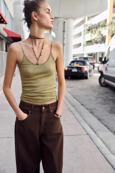 Z1975 BARREL ANKLE-LENGTH MID-WAIST JEANS - Brown by Zara - Image 4