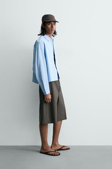 WASHED BOXY FIT SHIRT - Light blue by Zara - Image 3