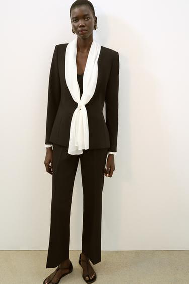 SCARF TIE BLAZER - Black by Zara
