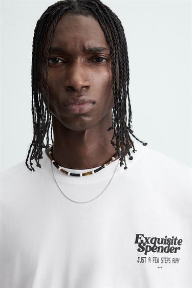 T-SHIRT À IMPRIMÉS EN RELIEF - Blanc de Zara - Image 4