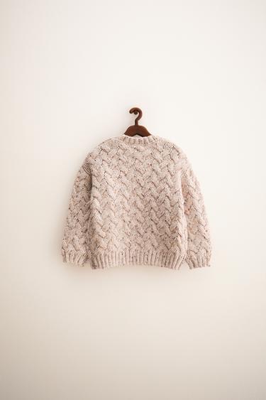 ZARA TIMELESS - PULL EN MAILLE À TORSADES BOUTONNÉ AVEC LAINE - Écru de Zara - Image 1