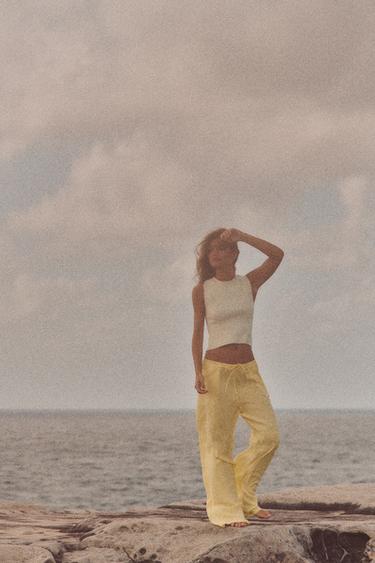 Zara CUT OUT BACK KNIT TOP - Ecru