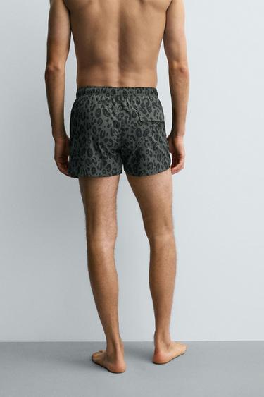 ANIMAL PRINT SHORT SWIMMING TRUNKS - Leopard / Grey by Zara - Image 3