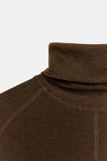 WOOL KNIT HIGH NECK JUMPER - Khaki by Zara - Image 9