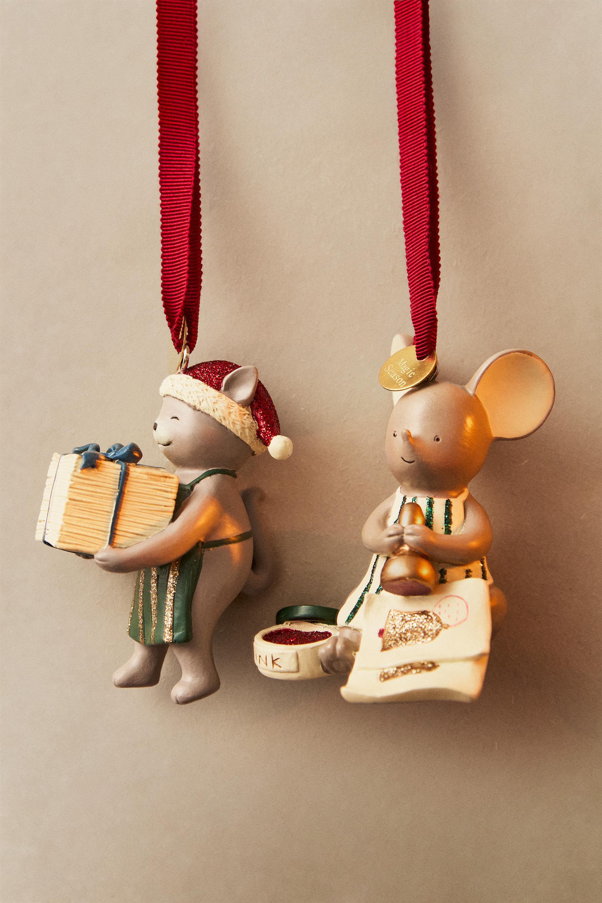ORNEMENTS SAPIN SOURIS NOËL (ENSEMBLE DE 2)