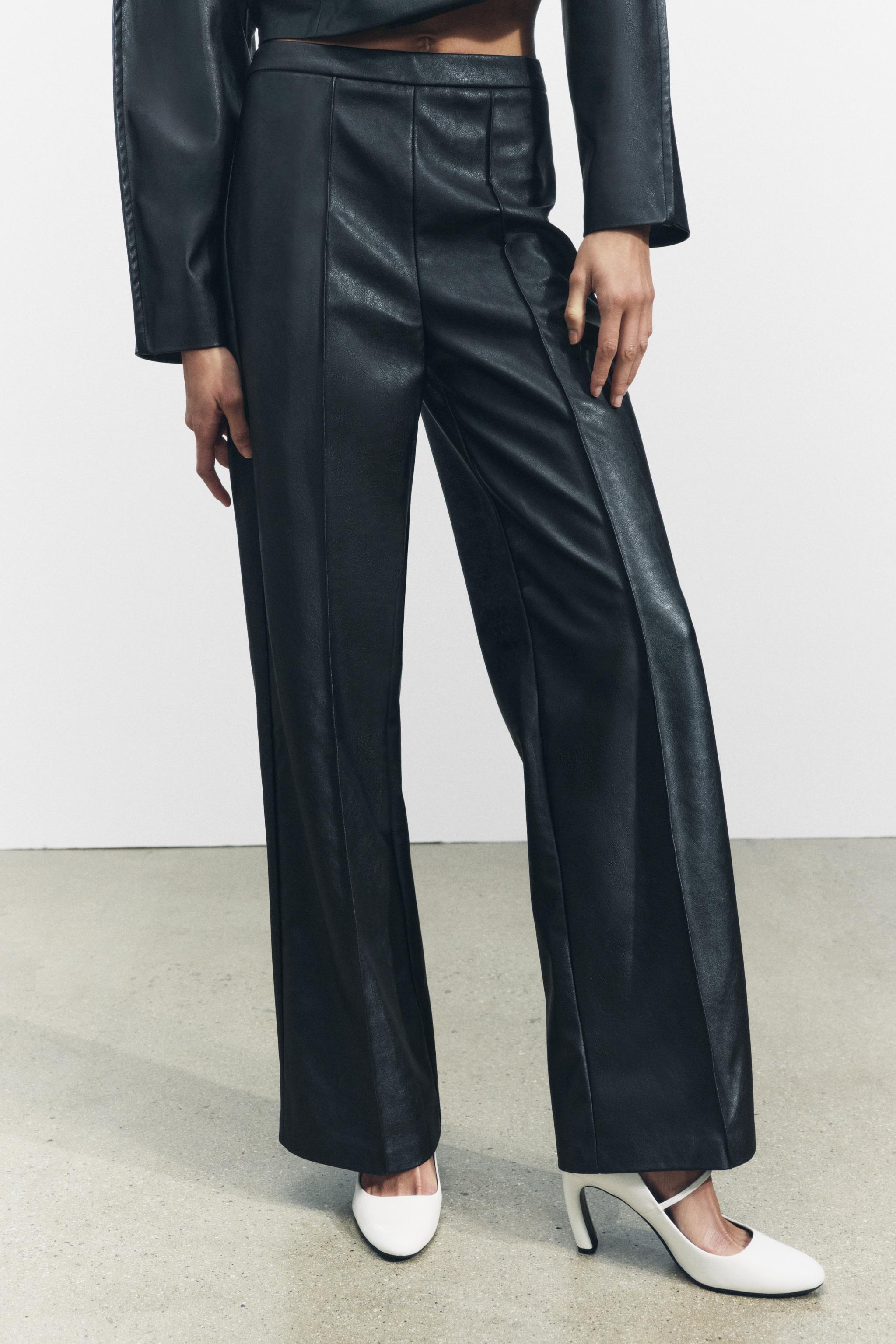 Zara faux leather joggers sale