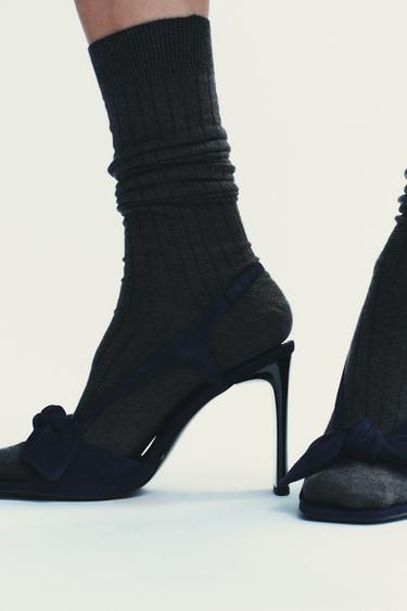 SUEDE BOW HIGH-HEEL SANDALS - Blue by Zara - Image 2