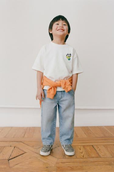 ДЖИНСЫ TAPERED WIDE — ГОЛУБОЙ от Zara