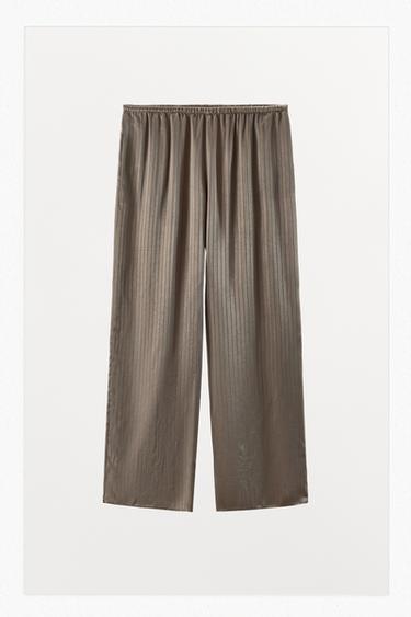 БРЮКИ В ПИЖАМНОМ СТИЛЕ В ПОЛОСКУ — РЫЖЕВАТО-КОРИЧНЕВЫЙ от Zara