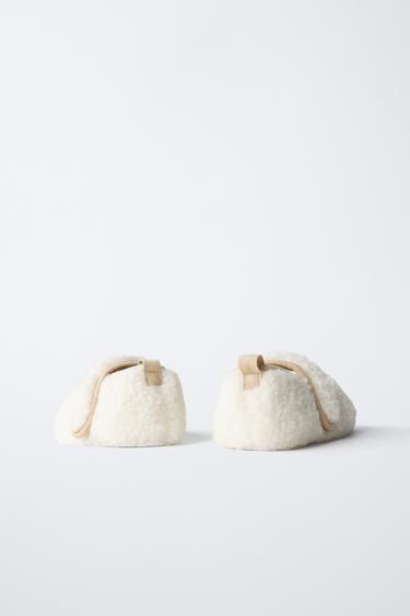 SHEARLING BALLET FLATS - Ecru White by Zara - Image 4