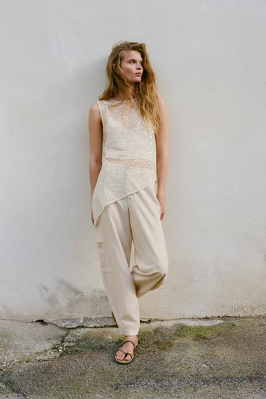 BARREL CARGO TROUSERS - Light beige by Zara