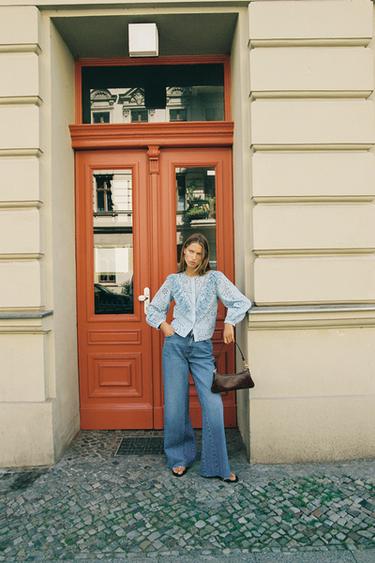 Zara TRAPERICE Z1975 ŠIROKIH NOGAVICA I VISOKOG STRUKA – indigo